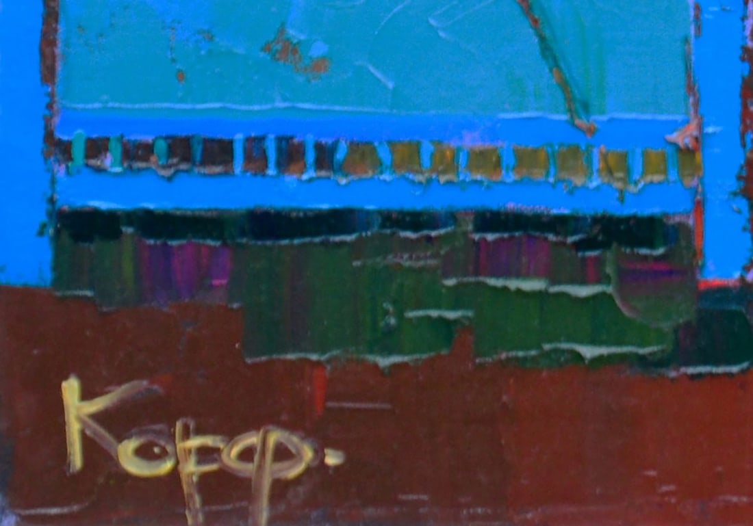 Oil painting Blue village gates Natalia Korf-Ivaniuk - 6