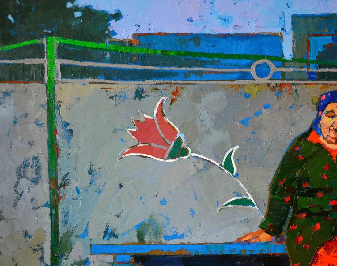 Oil painting Grandma at the gate Natalia Korf-Ivaniuk - 2