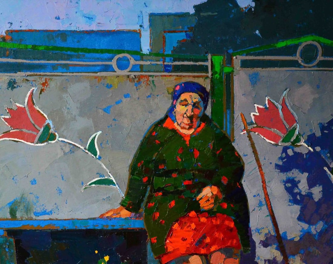 Oil painting Grandma at the gate Natalia Korf-Ivaniuk - 3