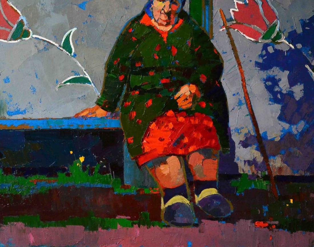 Oil painting Grandma at the gate Natalia Korf-Ivaniuk - 5