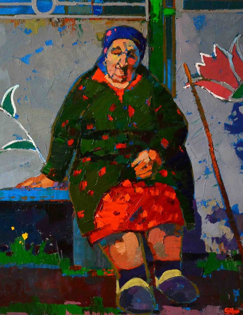 Oil painting Grandma at the gate Natalia Korf-Ivaniuk - 6