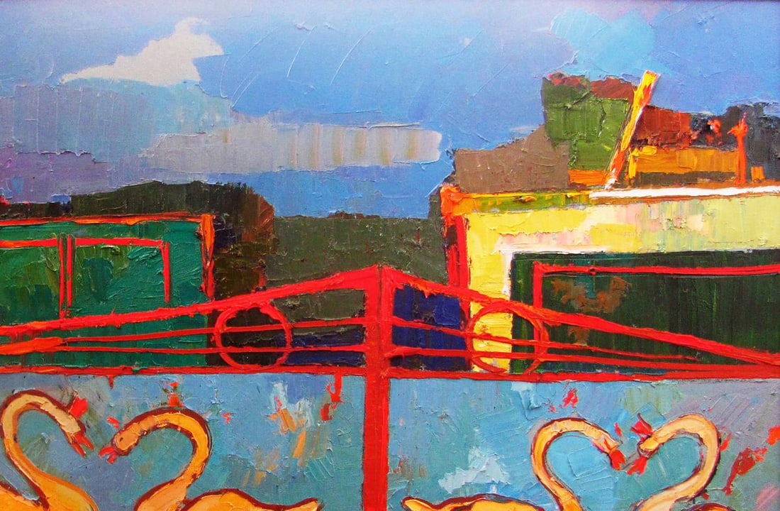 Oil painting Gates with swan patterns Natalia Korf-Ivaniuk - 3