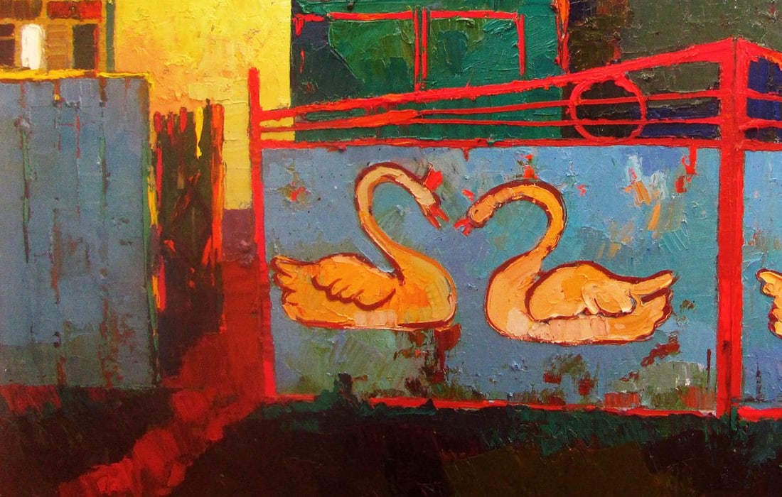 Oil painting Gates with swan patterns Natalia Korf-Ivaniuk - 4