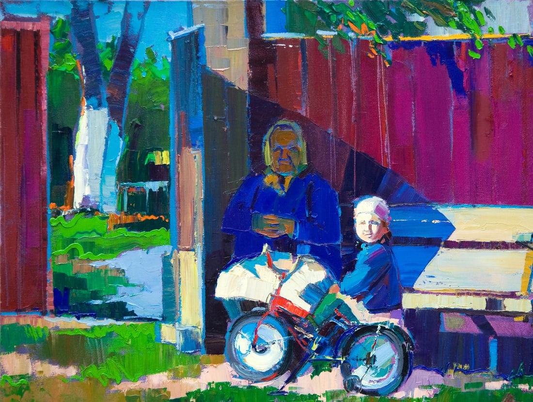 Oil painting Visiting the village Natalia Korf-Ivaniuk - 2