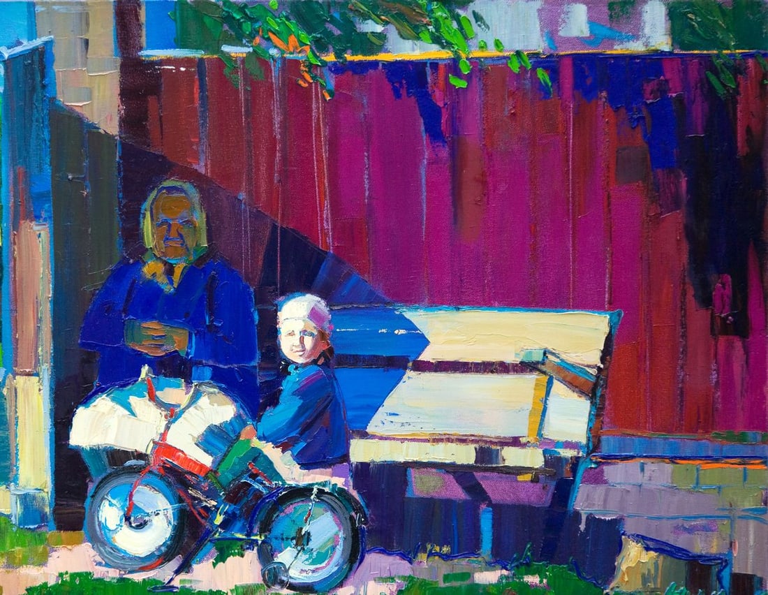 Oil painting Visiting the village Natalia Korf-Ivaniuk - 3