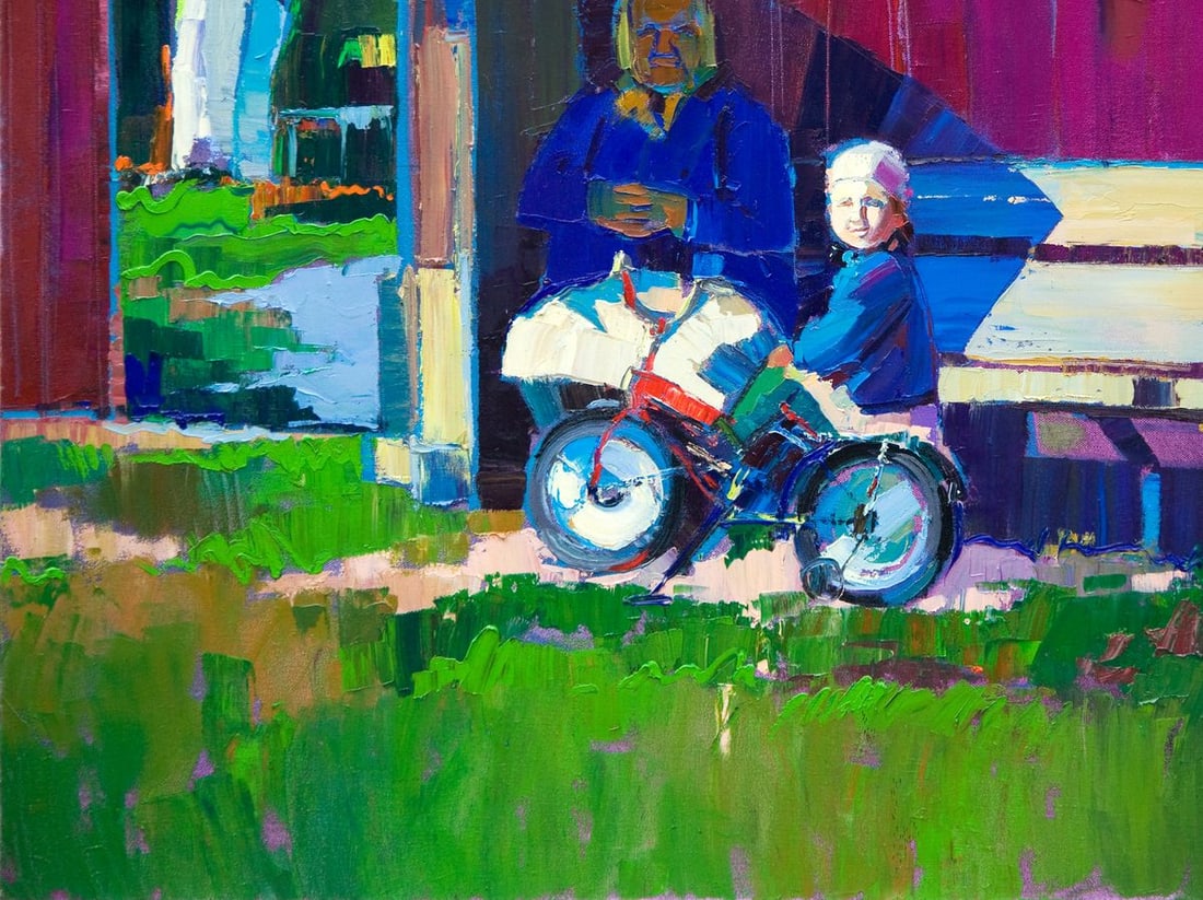 Oil painting Visiting the village Natalia Korf-Ivaniuk - 4