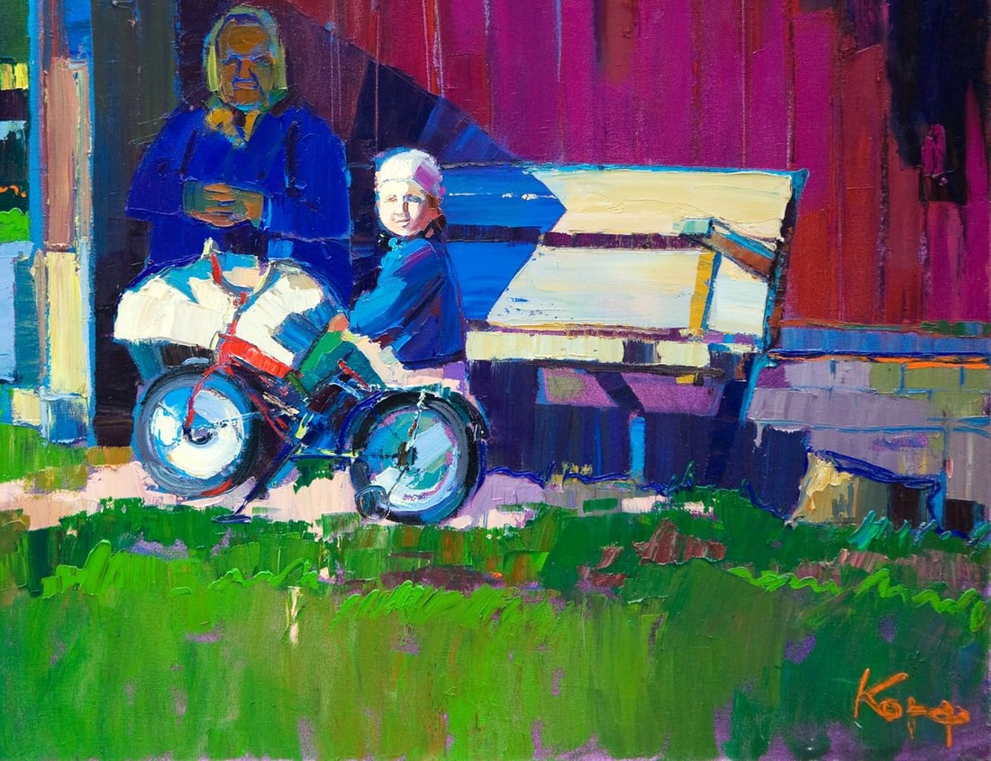 Oil painting Visiting the village Natalia Korf-Ivaniuk - 5