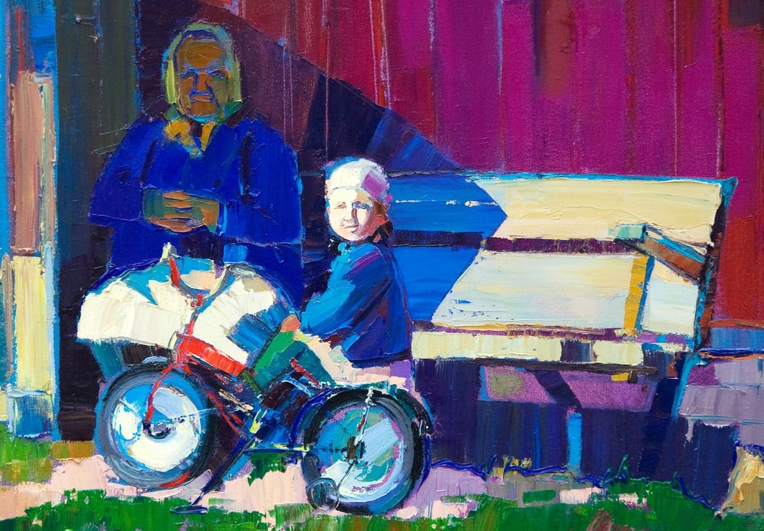 Oil painting Visiting the village Natalia Korf-Ivaniuk - 7