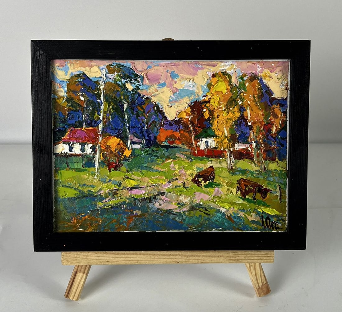 Oil painting Evening sunset in the village Oksana Ivanyuk: Title: Oil painting Evening sunset in the village Oksana Ivanyuk Description: NoAAA6408 *** ABOUT THIS PAINTING *** * TITLE: "Evening sunset in the village" * ARTISTS: Oksana Ivanyuk * SIZE: 15x20 cm/