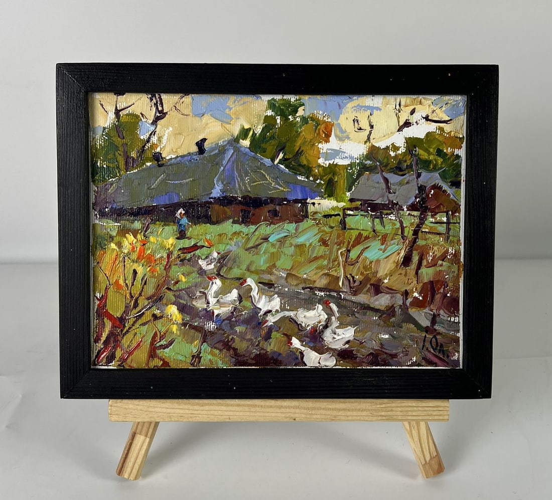 Oil painting Geese are walking around the village Oleksiy Ivanyuk: Title: Oil painting Geese are walking around the village Oleksiy Ivanyuk Description: NoAAA6413 *** ABOUT THIS PAINTING *** * TITLE: "Geese are walking around the village" * ARTISTS: Oleksiy Ivanyuk *