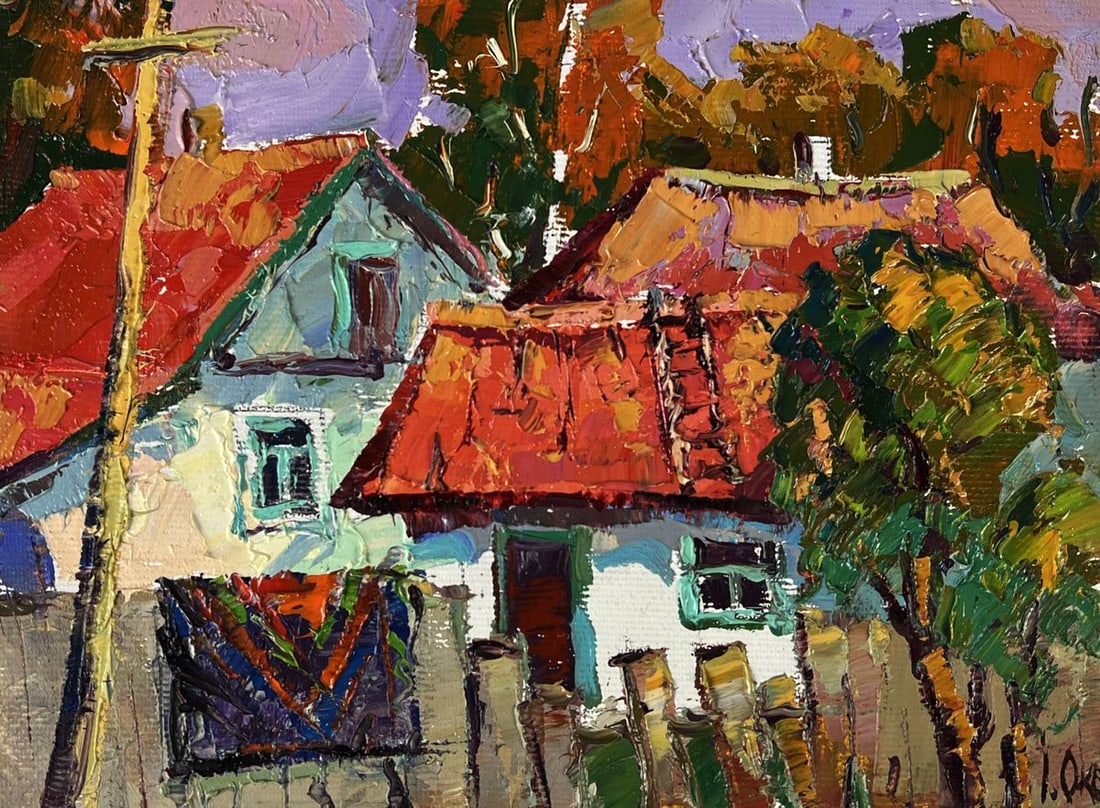 Oil painting Overlooking a village house Oksana Ivanyuk - 3