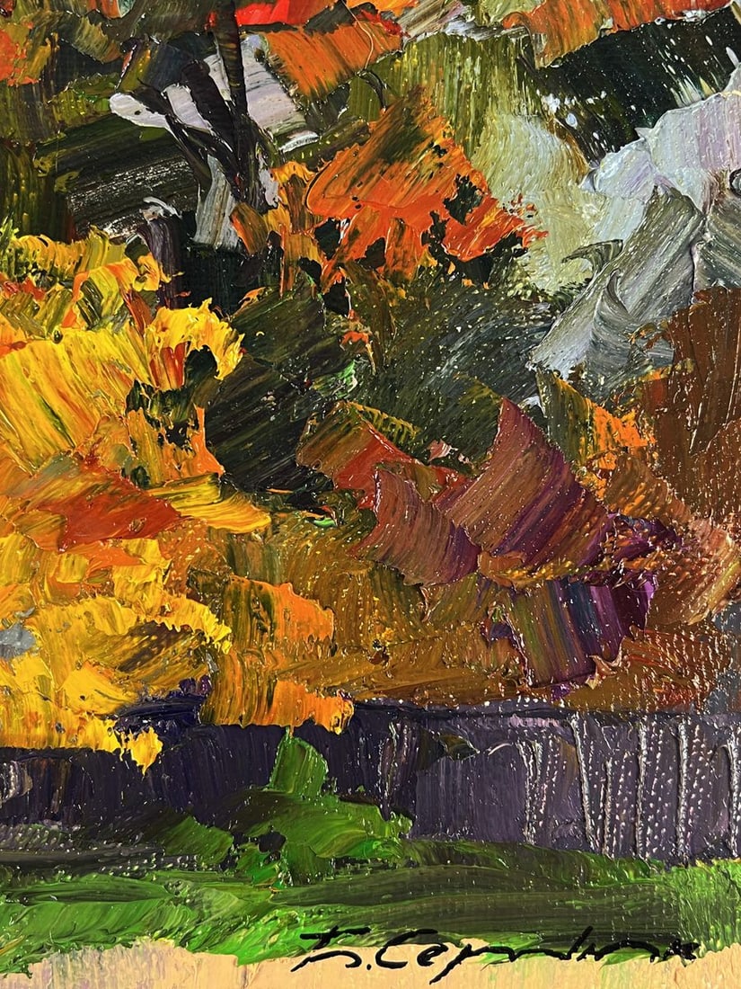 Oil painting A red cow near the house yard Boris Serdyuk - 10