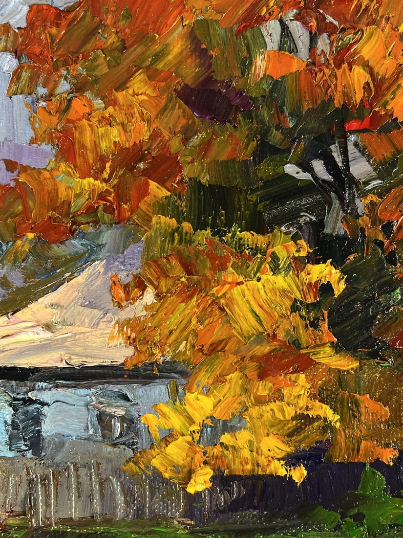 Oil painting A red cow near the house yard Boris Serdyuk - 6