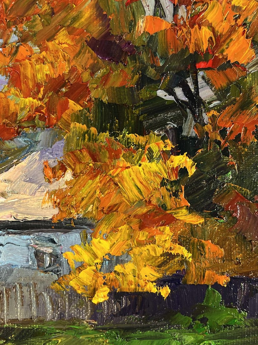 Oil painting A red cow near the house yard Boris Serdyuk - 7