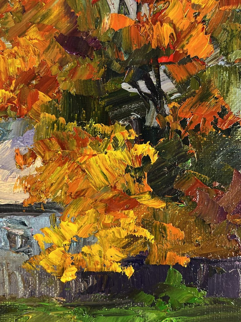 Oil painting A red cow near the house yard Boris Serdyuk - 8