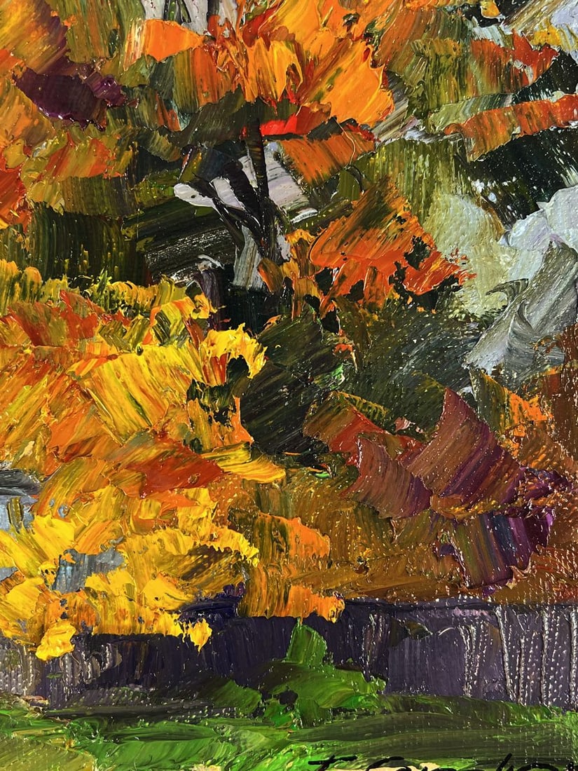 Oil painting A red cow near the house yard Boris Serdyuk - 9