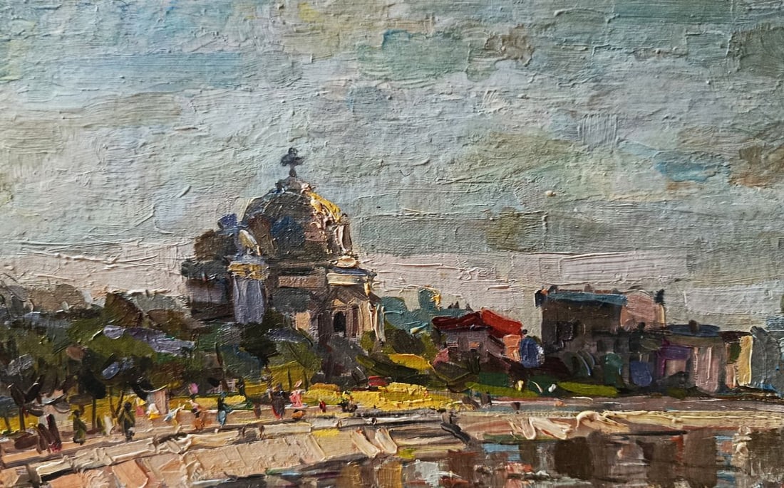 Oil painting The city embankment during the day Unknown artist (1 of 11)