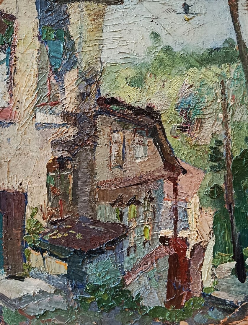 Oil painting Summer city streets Unknown artist (1 of 10)