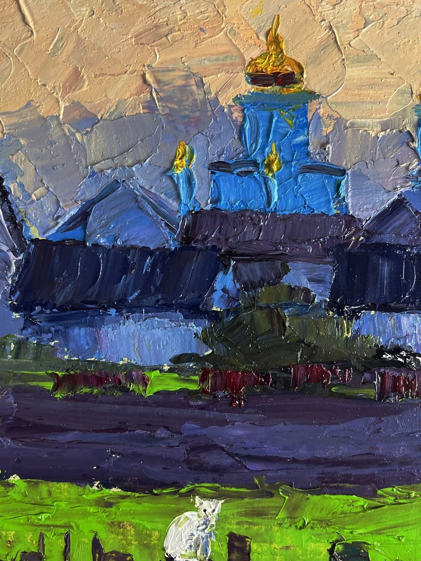 Oil painting Village white cat Boris Serdyuk - 7