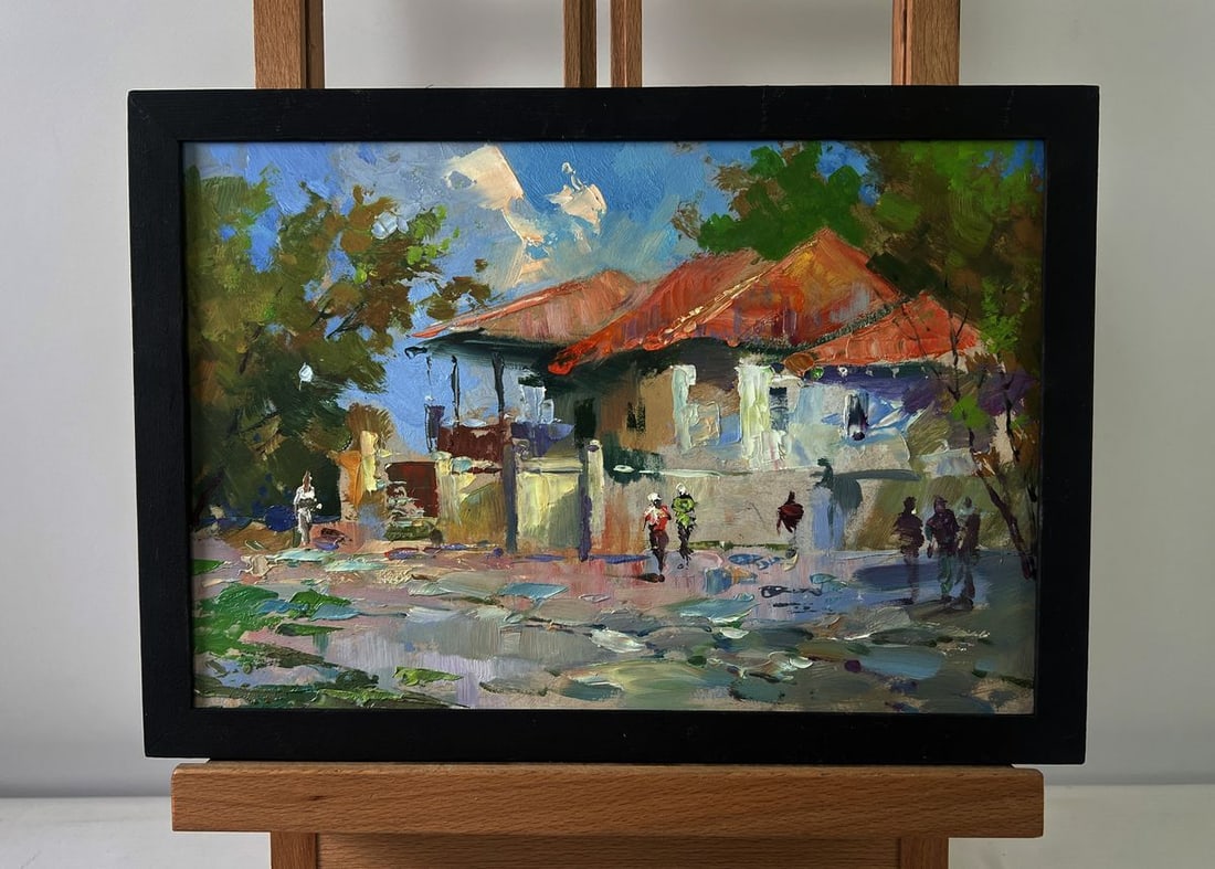 Oil painting Building in the heart of the city Yuriy Suprunchuk: Title: Oil painting Building in the heart of the city Yuriy Suprunchuk Description: NoAAA5496The Oil painting on Cardboard titled "Building in the heart of the city" captures an evocative scene that