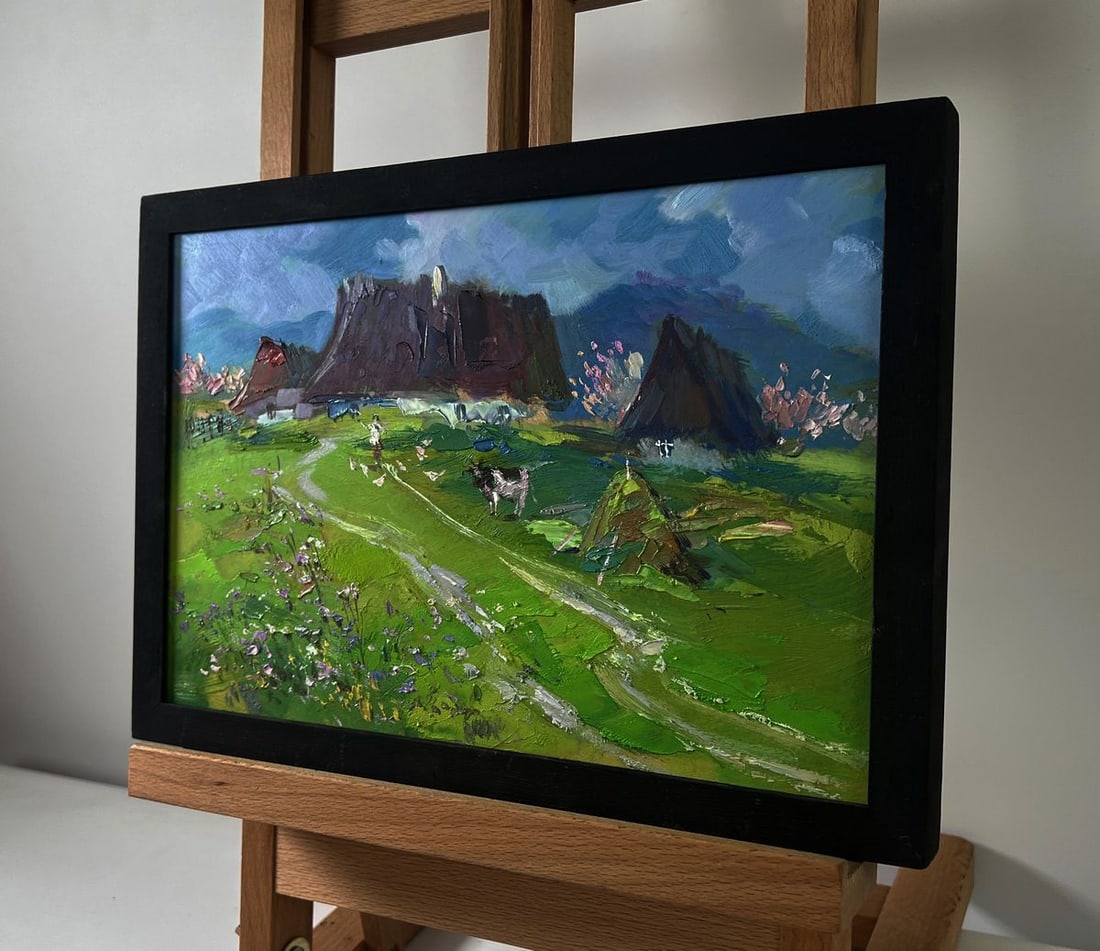 Oil painting Quiet village on a green hill Yuriy Suprunchuk - 2