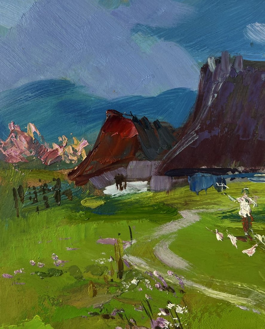Oil painting Quiet village on a green hill Yuriy Suprunchuk - 6