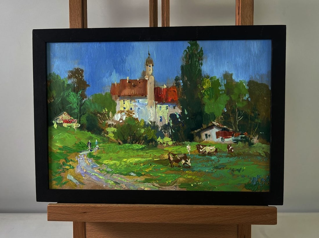 Oil painting Castle overlooking the endless steppe Yuriy Suprunchuk: Title: Oil painting Castle overlooking the endless steppe Yuriy Suprunchuk Description: NoAAA5498The Oil painting on Cardboard titled "Castle overlooking the endless steppe" evokes a sense of