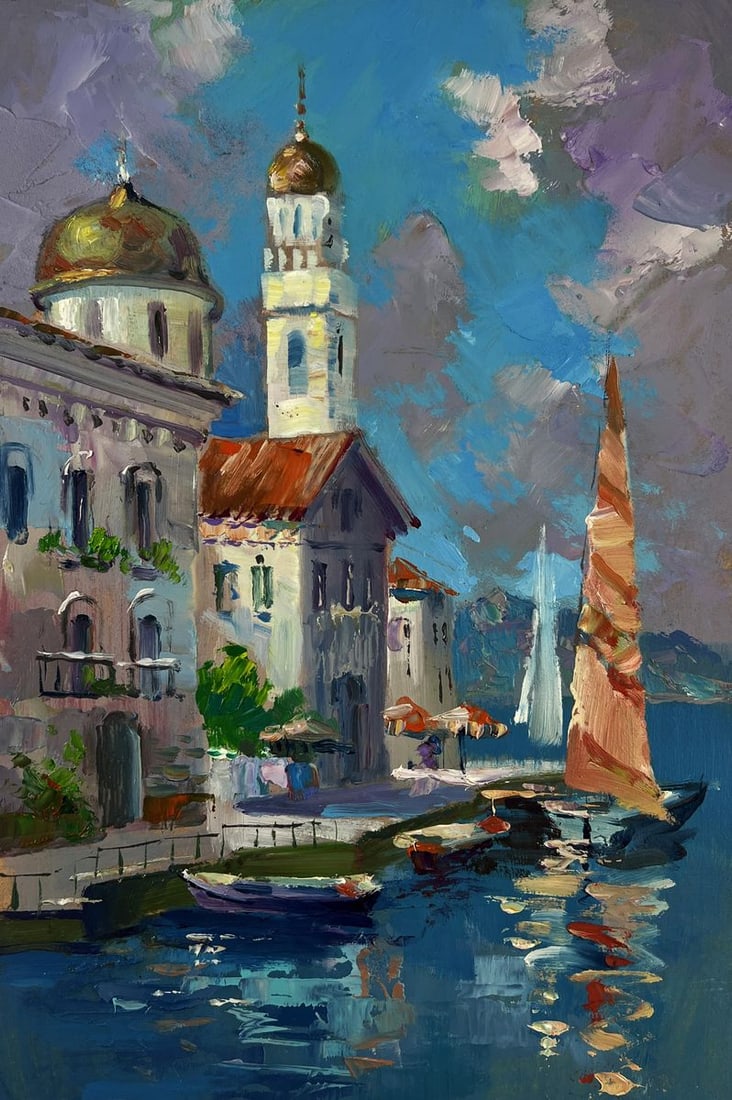 Oil painting The sea gently caresses the buildings Yuriy Suprunchuk - 3