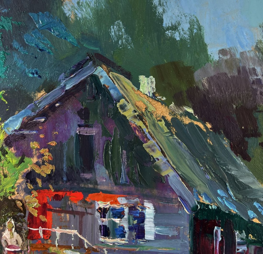 Oil painting Lonely house on the green of the hill Yuriy Suprunchuk - 5