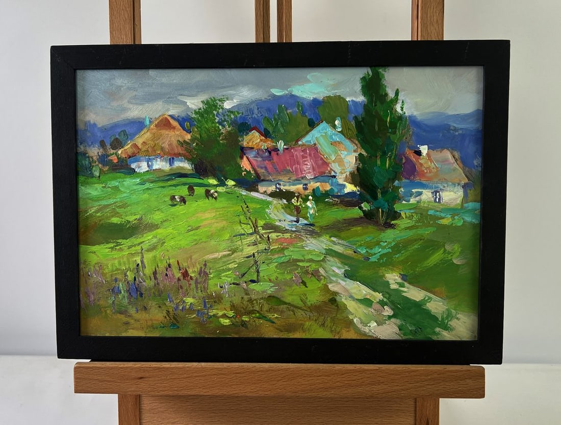 Oil painting Path leading to a rural field Yuriy Suprunchuk: Title: Oil painting Path leading to a rural field Yuriy Suprunchuk Description: NoAAA5531The Oil painting on Cardboard titled "Path leading to a rural field" invites the viewer into a tranquil country