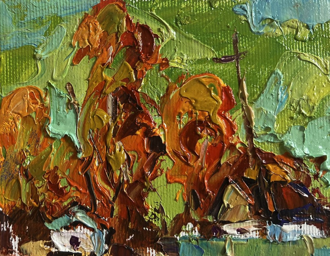 Oil painting Autumn day in the village Alex Kalenyuk - 6