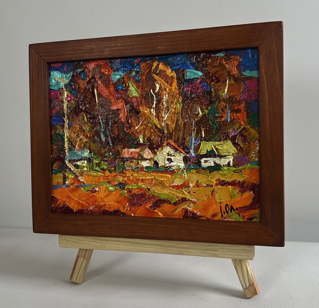 Oil painting Crimson autumn in the village Alex Kalenyuk - 2