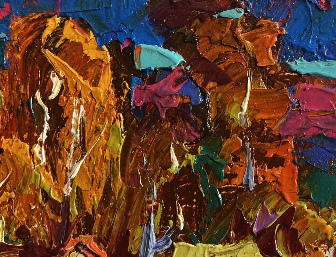 Oil painting Crimson autumn in the village Alex Kalenyuk - 4