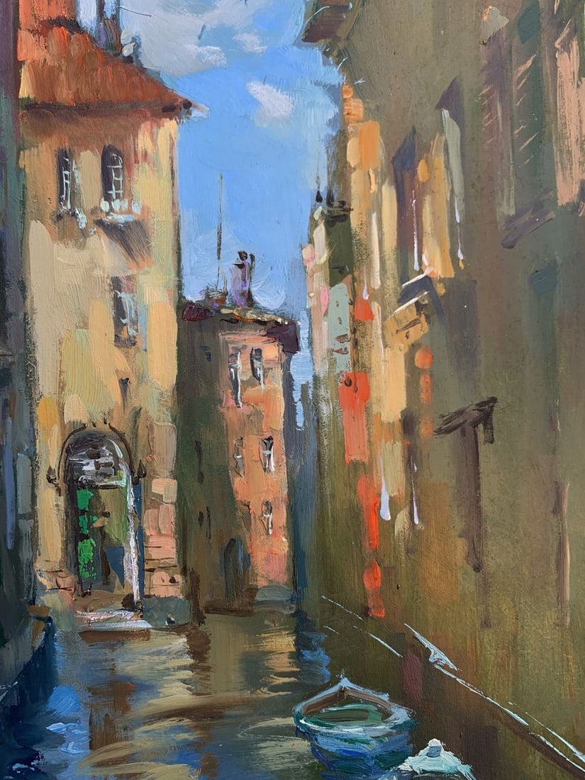 Oil painting On boats through the city streets Yuriy Suprunchuk - 10