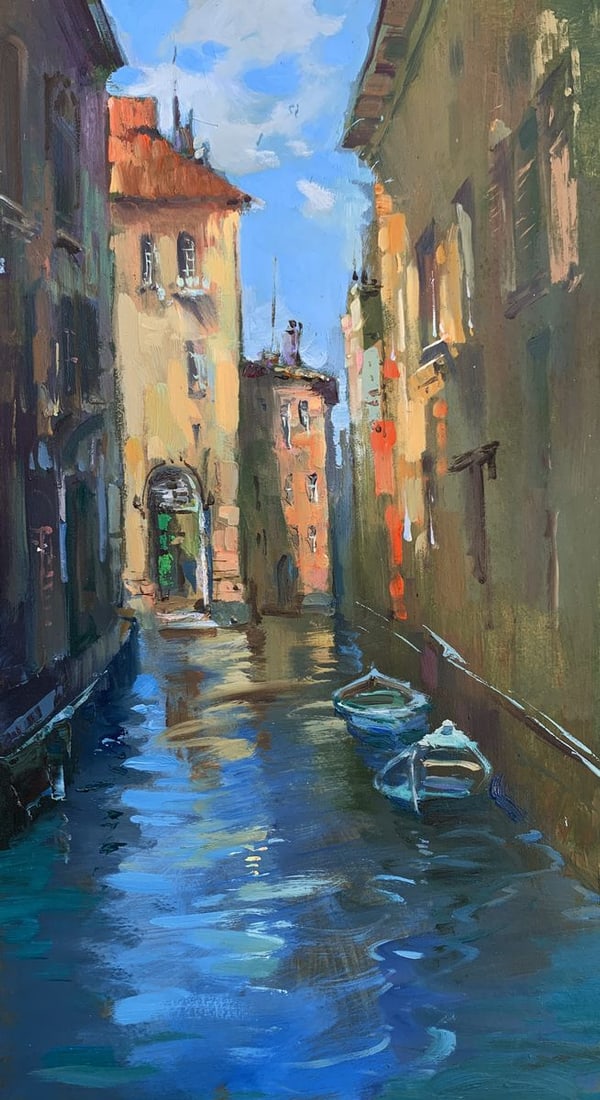 Oil painting On boats through the city streets Yuriy Suprunchuk (1 of 12)