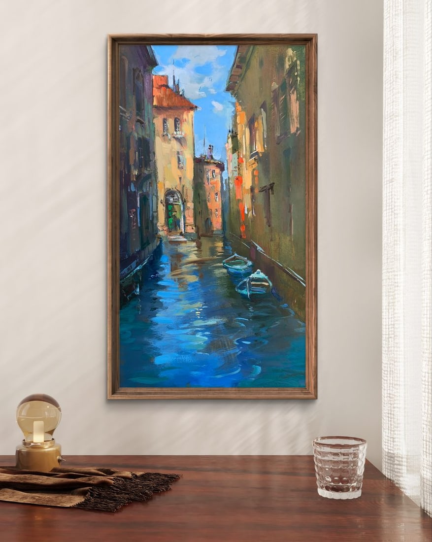 Oil painting On boats through the city streets Yuriy Suprunchuk - 3