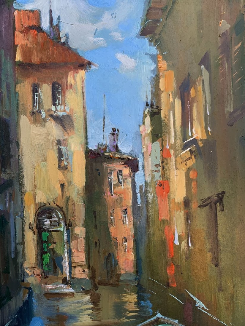 Oil painting On boats through the city streets Yuriy Suprunchuk - 7