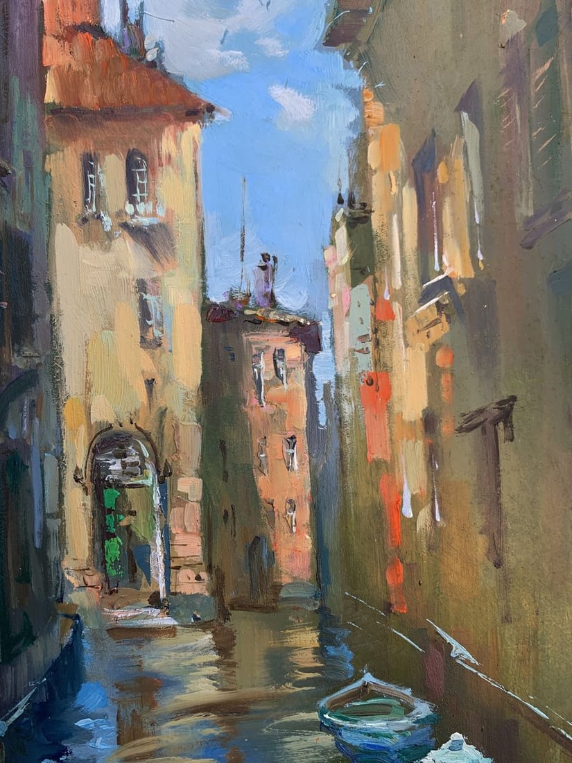 Oil painting On boats through the city streets Yuriy Suprunchuk - 9
