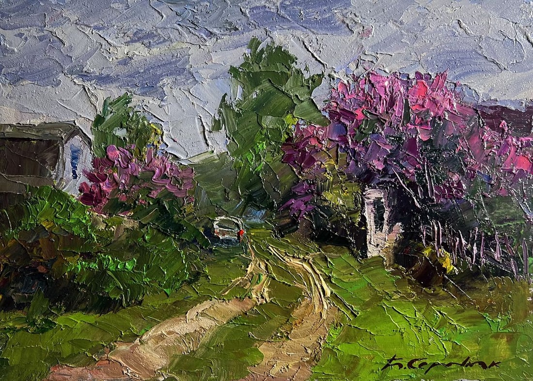 Oil painting Lilac growing in the village Boris Serdyuk - 3