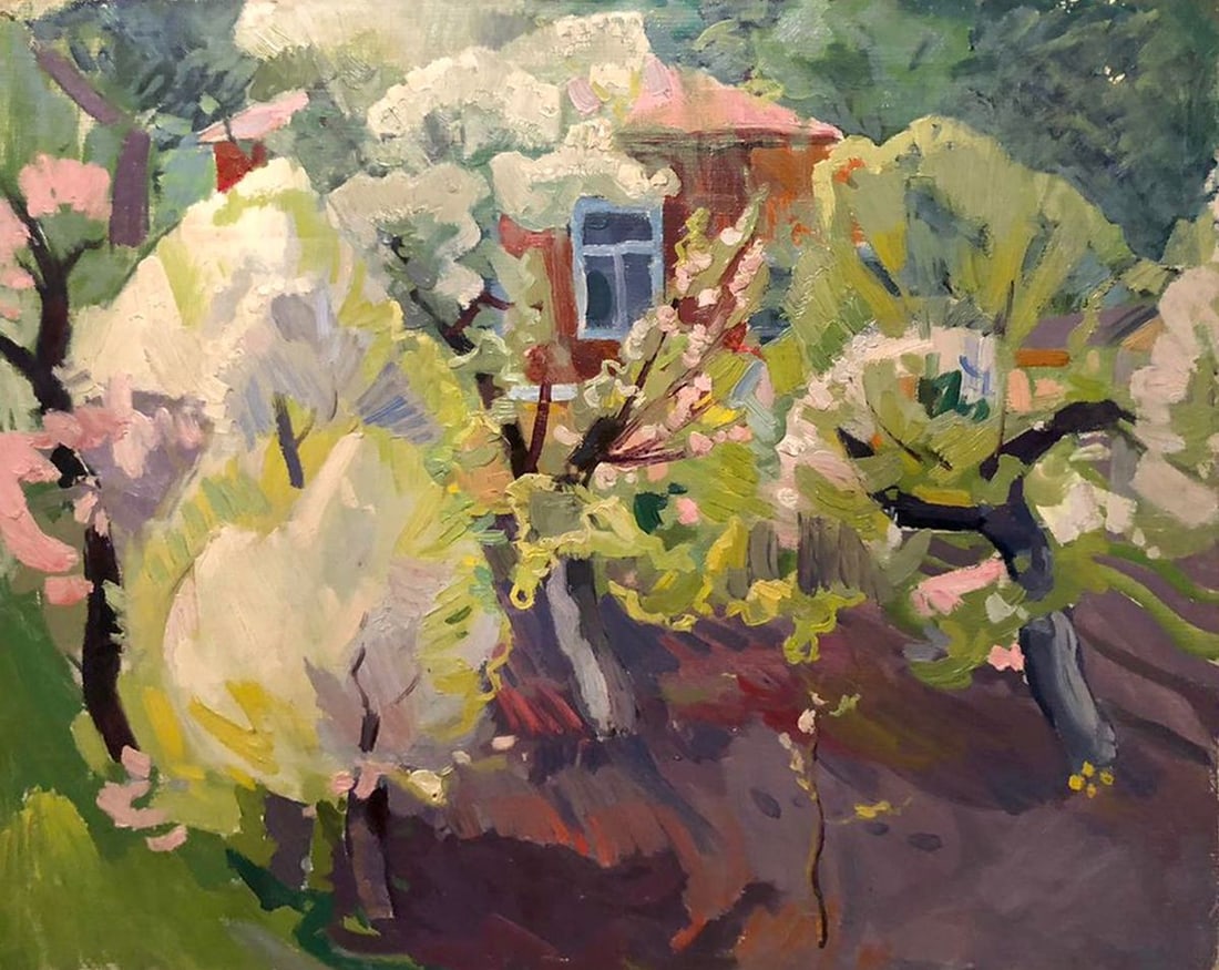 Oil painting House in the garden Matyushenko Viktor Ivanovich: Title: Oil painting House in the garden Matyushenko Viktor Ivanovich Description: NoGS 331 *** ABOUT THIS PAINTING *** * TITLE: "House in the garden" * ARTISTS: Matyushenko Viktor Ivanovich *