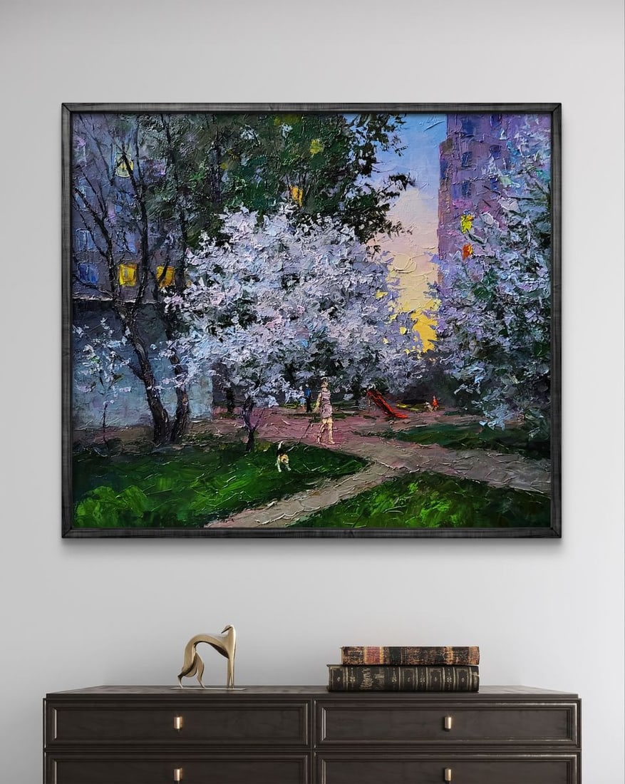 Oil painting Evening courtyard in the city Boris Serdyuk - 3