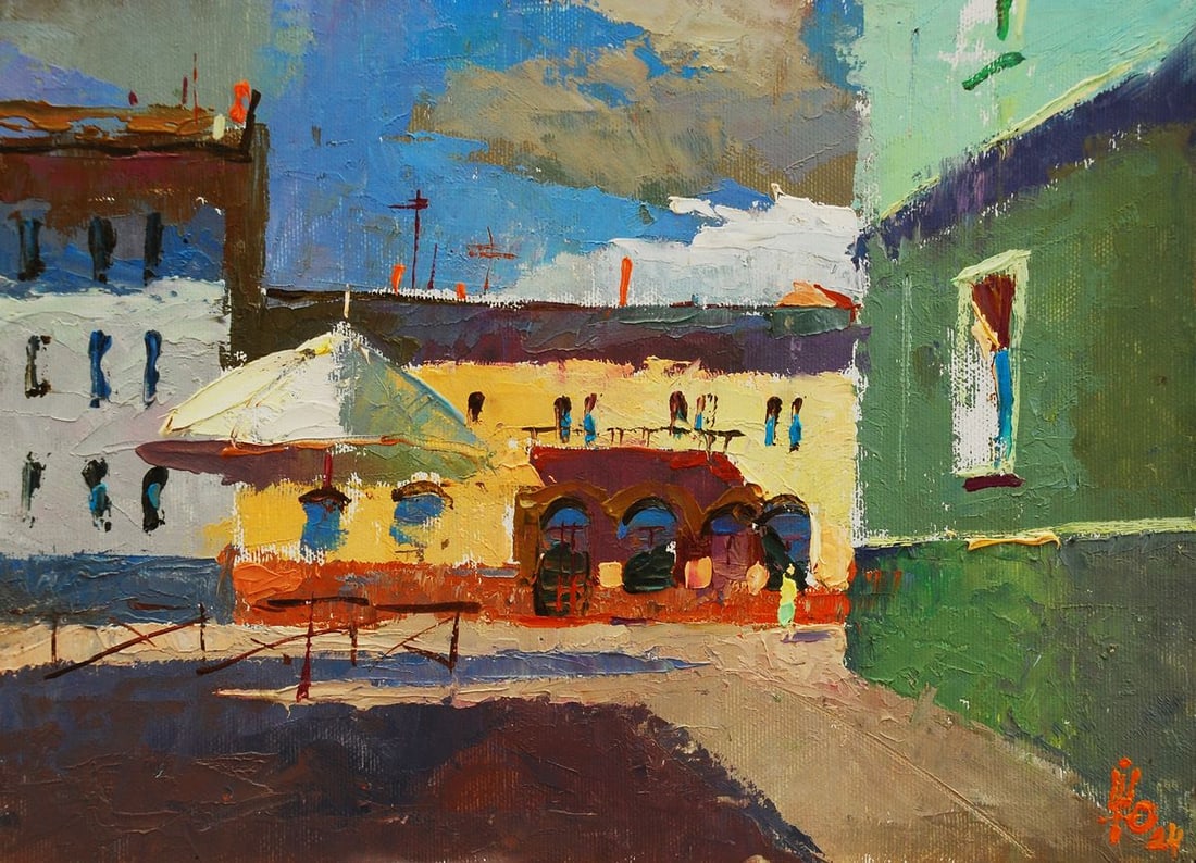 Oil painting Summer in the city Egor Shvachunov (1 of 5)