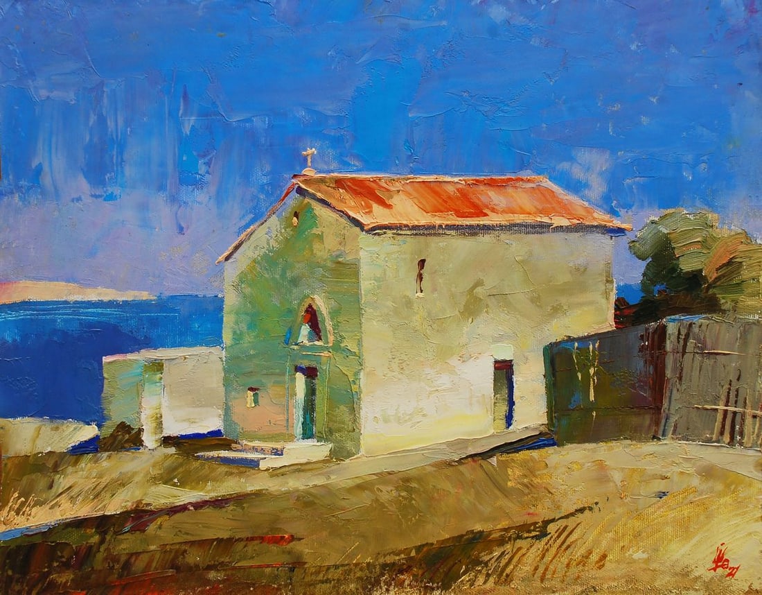 Oil painting Fortress stone the breath of time Egor Shvachunov (1 of 5)