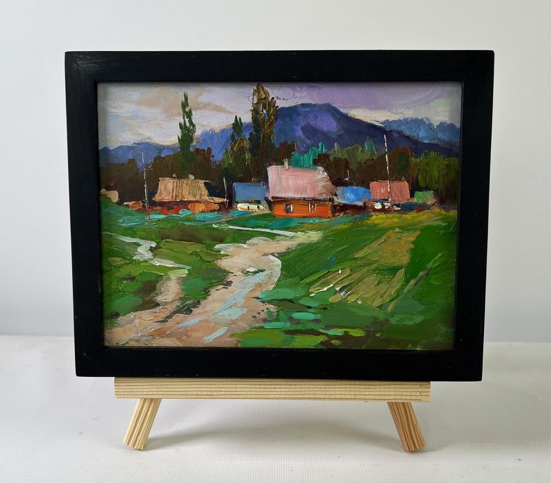 Oil painting A quiet village spread over the hills Yuriy Suprunchuk: Title: Oil painting A quiet village spread over the hills Yuriy Suprunchuk Description: NoAAA5540The Oil painting on Cardboard titled "A quiet village spread over the hills" evokes the timeless charm