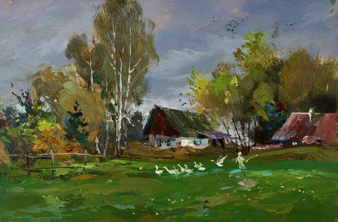 Oil painting Country geese Yuriy Suprunchuk - 3