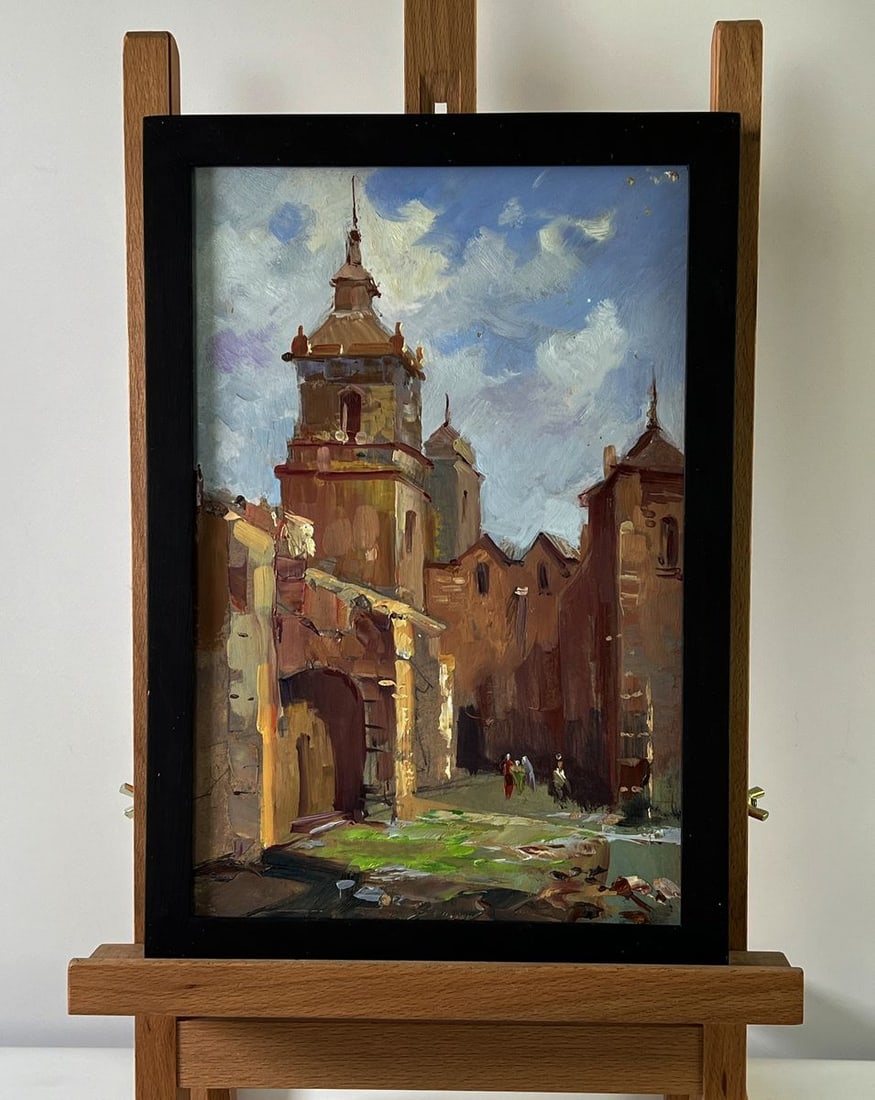 Oil painting Tour of the ancient castle Yuriy Suprunchuk: Title: Oil painting Tour of the ancient castle Yuriy Suprunchuk Description: NoAAA5707The Oil painting Cardboard titled "Tour of the ancient castle" invites the viewer into a timeless scene where