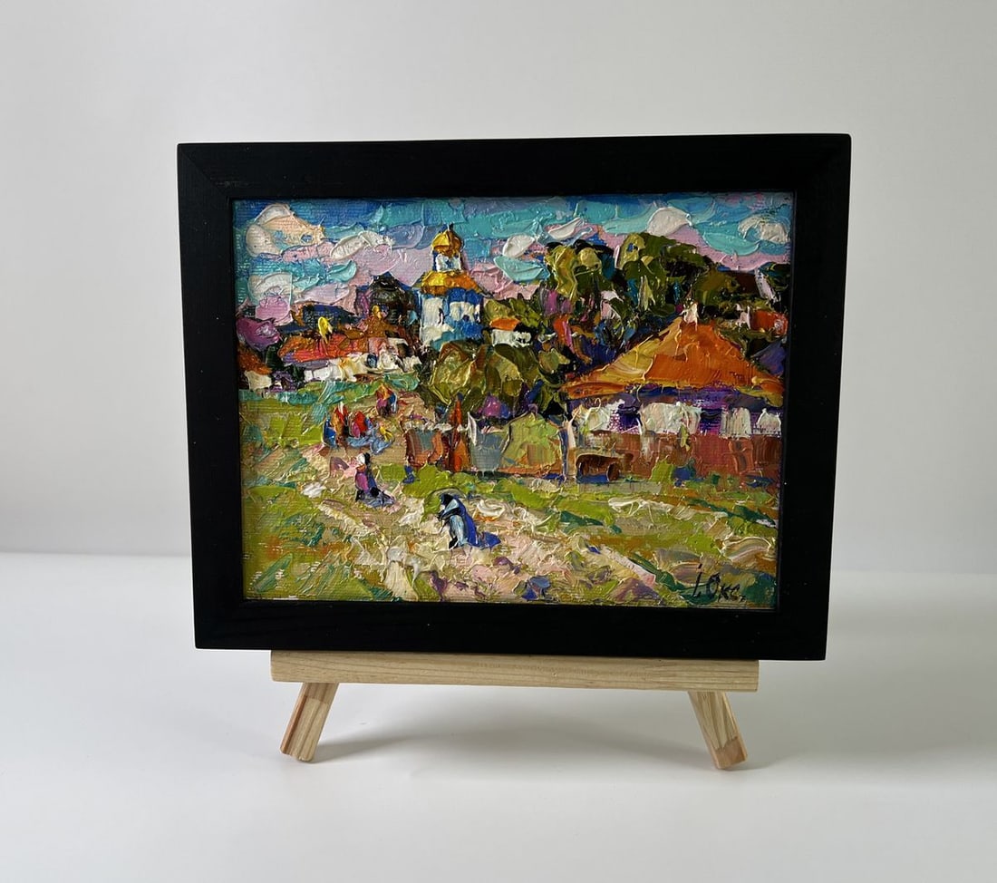 Oil painting Village festive day Oksana Ivanyuk: Title: Oil painting Village festive day Oksana Ivanyuk Description: NoAAA5784The Oil painting Canvas titled "Village festive day" radiates a vivid atmosphere of joy, unity, and tradition, immersing th