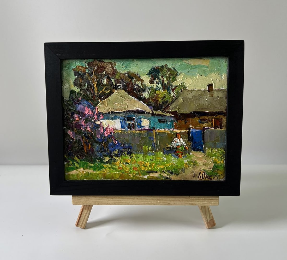 Oil painting Warm day in the village Oksana Ivanyuk: Title: Oil painting Warm day in the village Oksana Ivanyuk Description: NoAAA5794The Oil painting Canvas titled "Warm day in the village" radiates a sense of comfort, simplicity, and harmony with natu