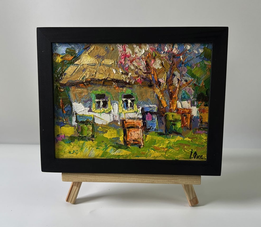 Oil painting House in the village Oksana Ivanyuk: Title: Oil painting House in the village Oksana Ivanyuk Description: NoAAA5799The Oil painting Canvas titled "House in the village" captures the timeless charm of rural life with vivid colors, express