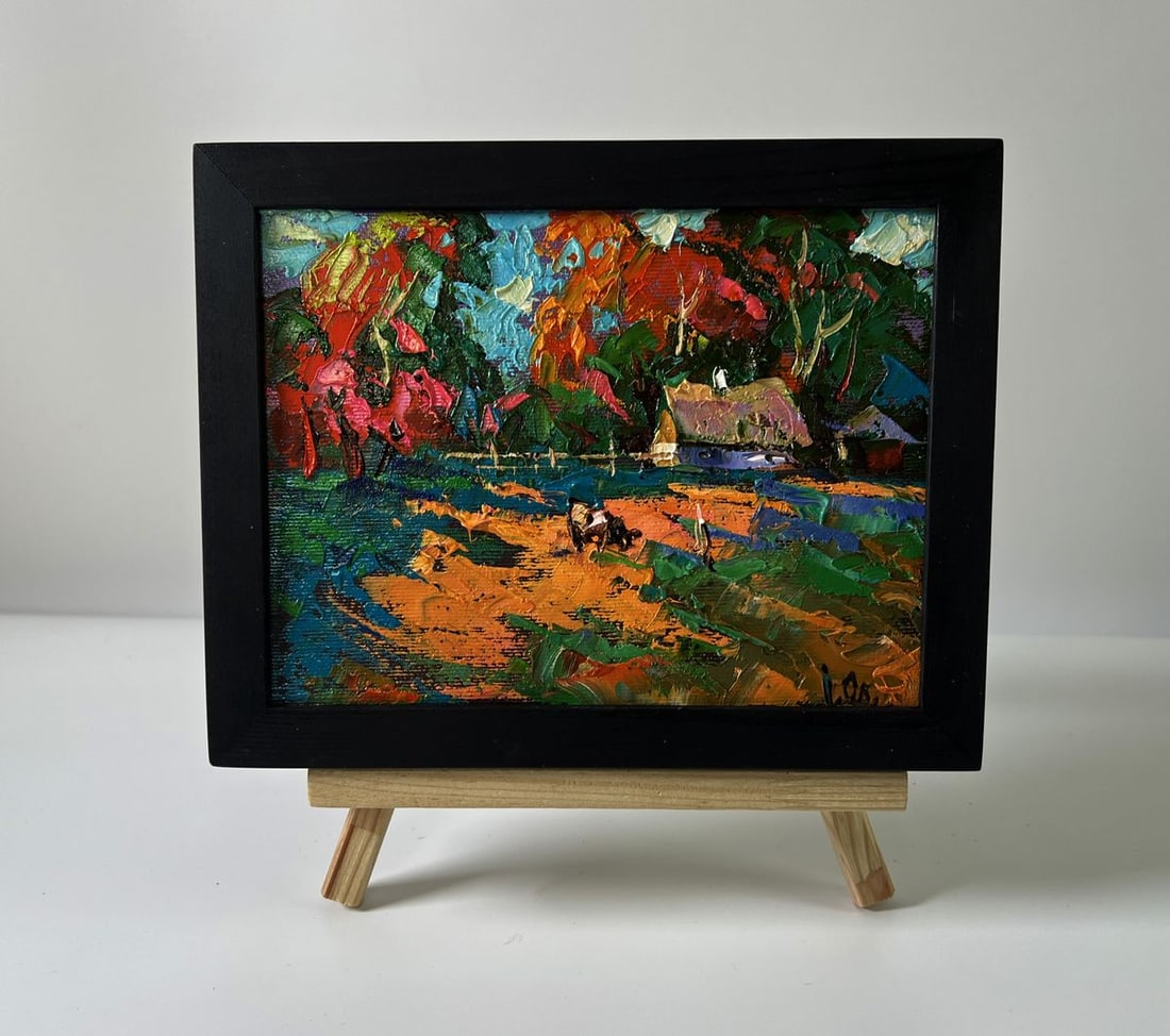 Oil painting Village in the rays of the sun Oleksiy Ivanyuk: Title: Oil painting Village in the rays of the sun Oleksiy Ivanyuk Description: NoAAA5836The Oil painting Canvas titled "Village in the rays of the sun" radiates with a dazzling interplay of light,